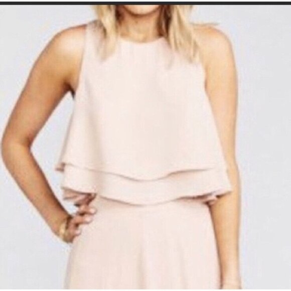 Show Me Your Mumu Womens King Crop Top Pink Crew Neck Keyhole Back Layered S New - Picture 1 of 9